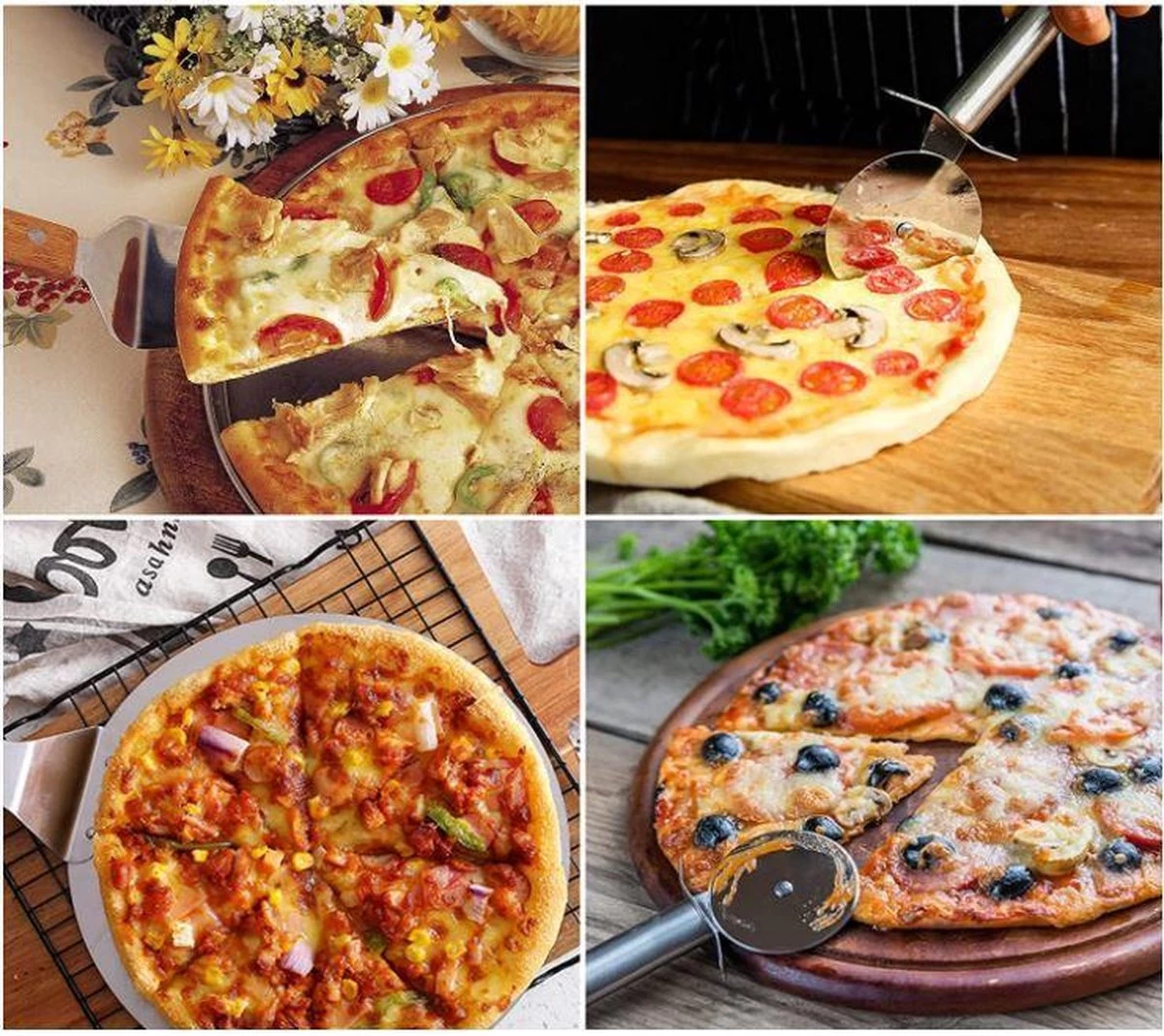 Pelle à Pizza - Planche à Pizza - Coupe-pizza - Ensemble 3 Pièces - Acier Inoxydable – Image 6