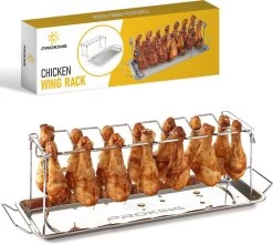 PROKING Support Ailes De Poulet - Accessoires De Vêtements Pour Bébé BBQ - Support Poulet BBQ - Four Support Poulet - Plateau De Collecte Inclus - Acier Inoxydable