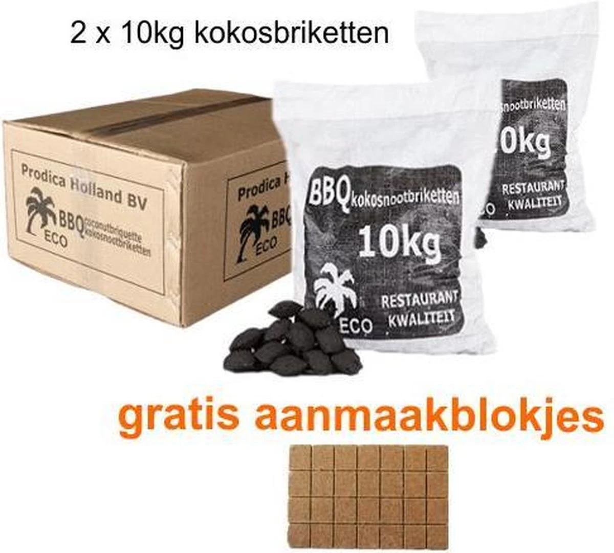 Briquettes De Noix De Coco 2x10kg + Allume-feu Gratuits / Briquettes De Noix De Coco / Briquettes De Noix De Coco Prodica Holland – Image 4
