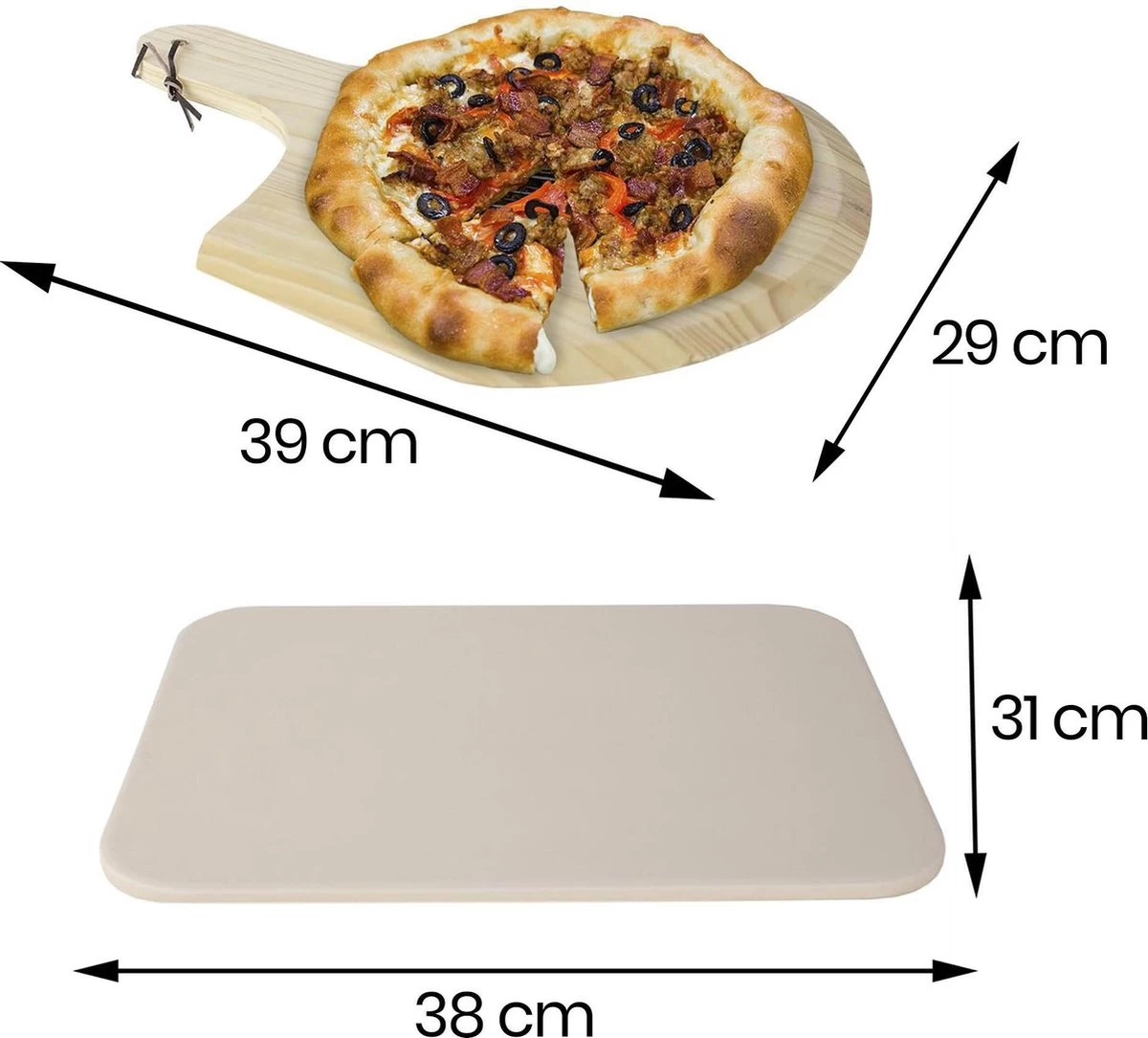 Pierre à Pizza Buxibo - Pour BBQ Et Four - Planche De Service Incluse - Planche à Pizza / étagère à Pizza - 30,5 X 38,1 X 11 Cm – Image 12