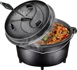 Coazy Grillas 9L Avec Pattes | Four Néerlandais | Poêle à BBQ En Fonte Avec Couvercle | Barbecue Petromax | Poêle à Frire |