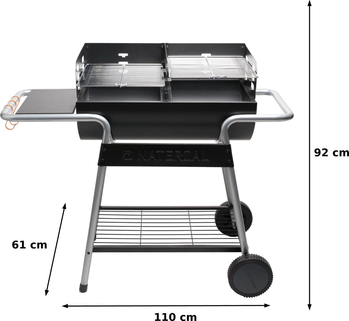 NATERIAL - Barbecue à Charbon ICARUS - Chariot 10 Personnes - H.92 X L.110 X P.61 Cm - Acier Peint - Zwart - BBQ Angulaire Sans Couvercle – Image 2