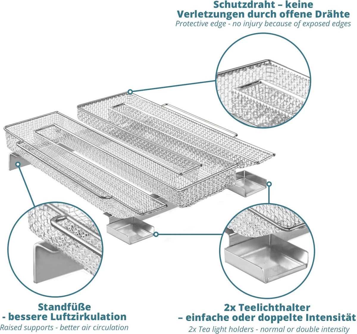 Générateur De Fumée Froide Pour Barbecue - Fumoir Inox En Forme De M - 190 X 225 X 45 Mm - Maille 2 Mm - Fumoir Barbecue Pour 5 à 20 Heures De Fumage - Plus: Crochet Jupe & Farine à Fumée – Image 2