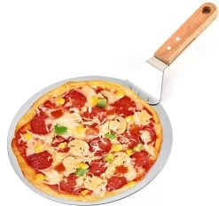 Pelle à Pizza De Luxe Pizza Fraîche - Acier Inoxydable 30CM - Grande Pelle à Pizza Pour Four Ou BBQ - Manche En Bois - Spatule à Pizza Pour Pizza Au Four Maison