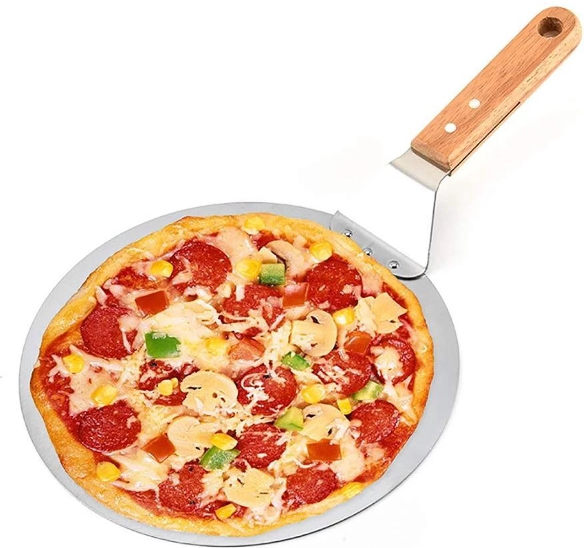 Pelle à Pizza De Luxe Pizza Fraîche - Acier Inoxydable 30CM - Grande Pelle à Pizza Pour Four Ou BBQ - Manche En Bois - Spatule à Pizza Pour Pizza Au Four Maison