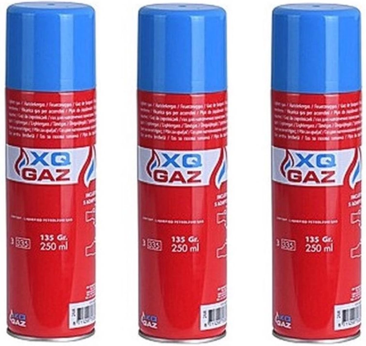3x Bidons Briquet De Remplissage / Remplissage De Gaz / Bouteille De Gaz Butane - 250 Ml - Remplissage Plus Léger + 5 Adaptateurs