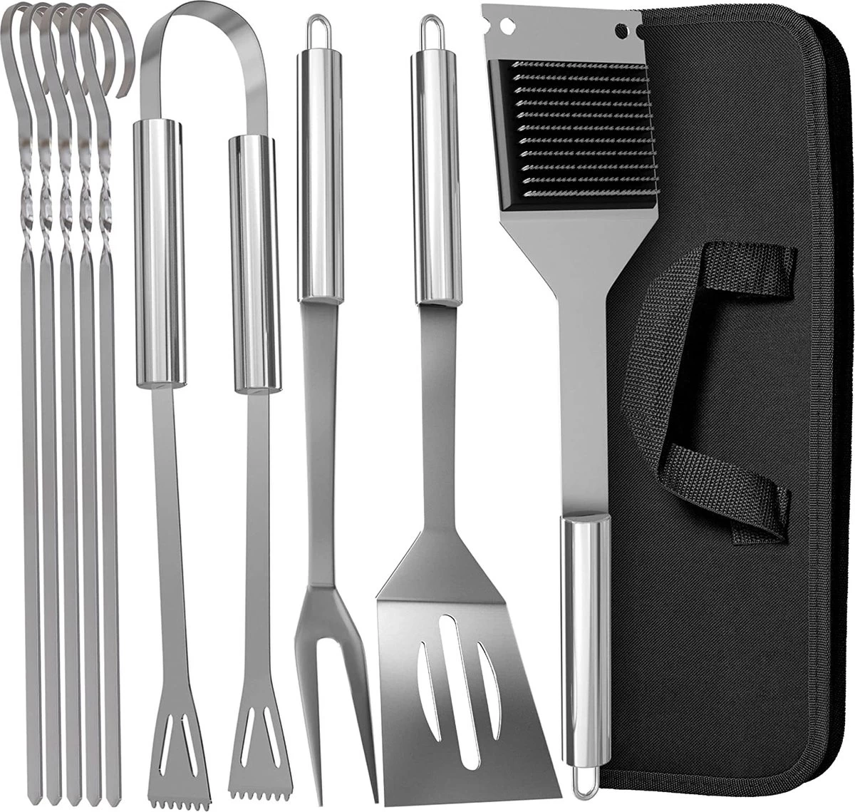 Ensemble De Couverts à Barbecue En Acier Inoxydable Vaderdag - Avec étui De Transport - Robuste Et Résistant à La Chaleur