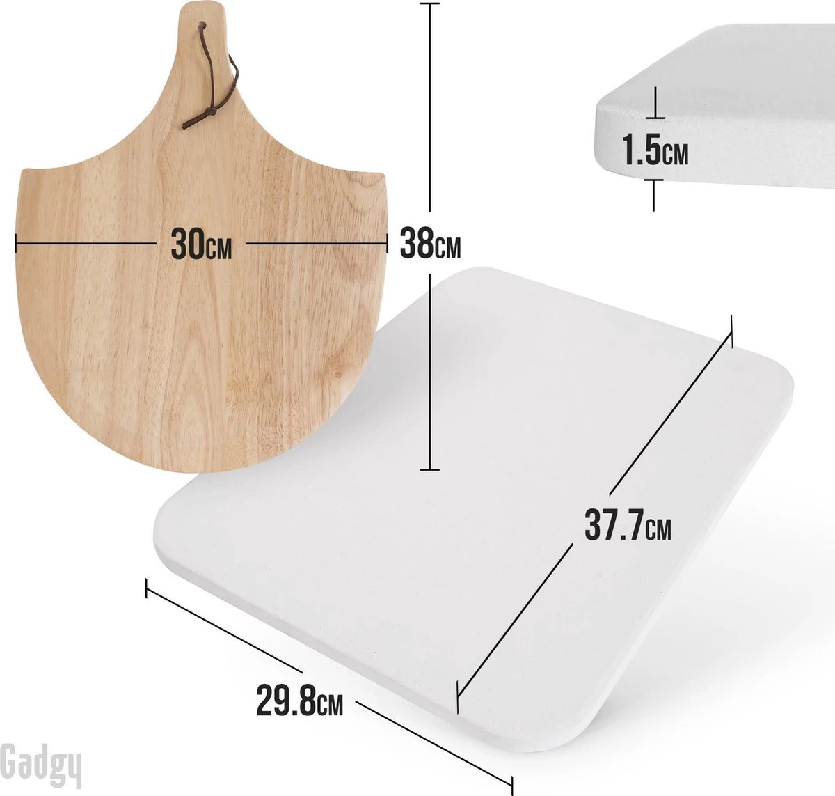 Pierre à Pizza Et Gadgy à Pizza Gadgy - Cordiérite Pour Base De Pizza Croustillante - Pierre à Pizza Pour BBQ, Four Ou Kamado - Spatule à Pizza En Bois - Ensemble Complet Pour Faire Des Pizzas – Image 5