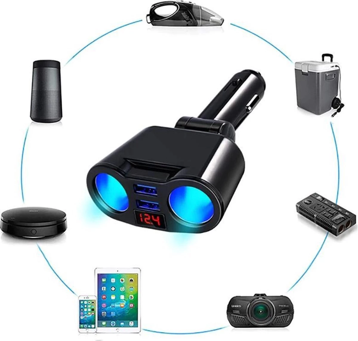 Répartiteur D'allume-cigare De Voiture - Entrée USB De Voiture - 2 Prises De Cigarette - Chargeur De Voiture - Répartiteur 12 V - Chargeur De Voiture USB – Image 6