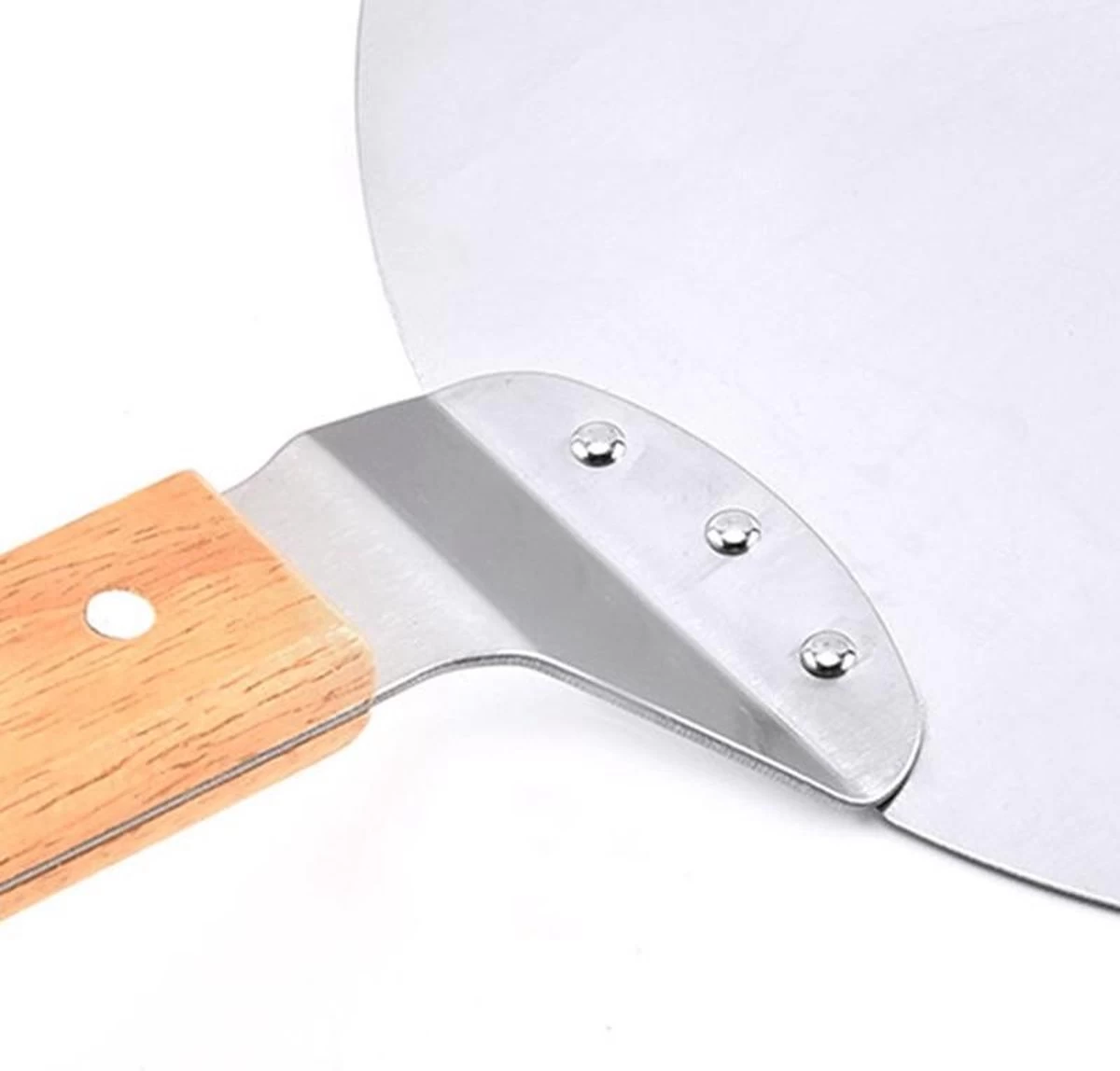 Pelle à Pizza De Luxe Pizza Fraîche - Acier Inoxydable 30CM - Grande Pelle à Pizza Pour Four Ou BBQ - Manche En Bois - Spatule à Pizza Pour Pizza Au Four Maison – Image 4