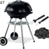 Barbecue à Charbon De Bois XL 47 CM Comprenant 4 KG De Briquettes Et 2 Glands De Marinade Et Housse De Barbecue - Pack économique - Barbecue à Boules
