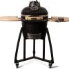 Patton - Kamado 16 - Premium Black - Barbecue En Céramique - Avec Indicateur De Température à Cœur Bluetooth - éclairage LED - Moyen - Complet - Noir