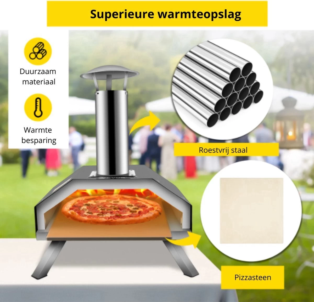 Four à Pizza Vevor® - Four à Pizza Professionnel - Cuisine D'extérieur - Pizza Gourmet - Barbecue - Acier Inoxydable - Jusqu'à 600°C - Sac De Transport Inclus – Image 4