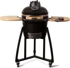Patton - Kamado 16 - Premium Black - Barbecue En Céramique - Avec Indicateur De Température à Cœur Bluetooth - éclairage LED - Moyen - Complet - Noir