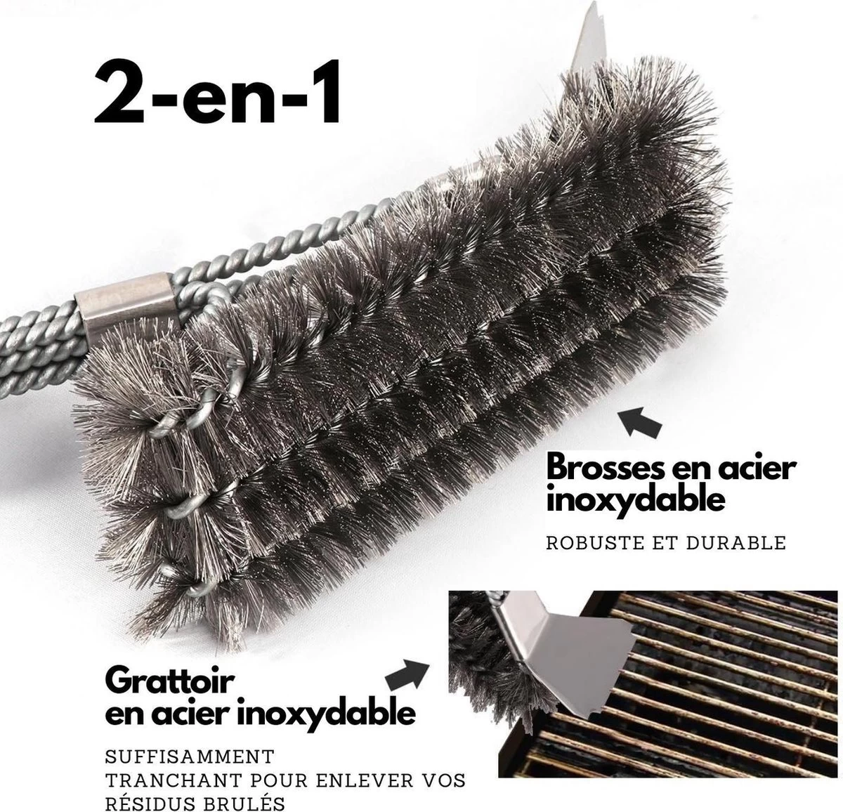 Gohh Brosse Pour Barbecue Avec Grattoir - Brosse De Nettoyage - Grattoir Pour Barbecue Avec Sac De Rangement Pratique 2 En 1 – Image 8
