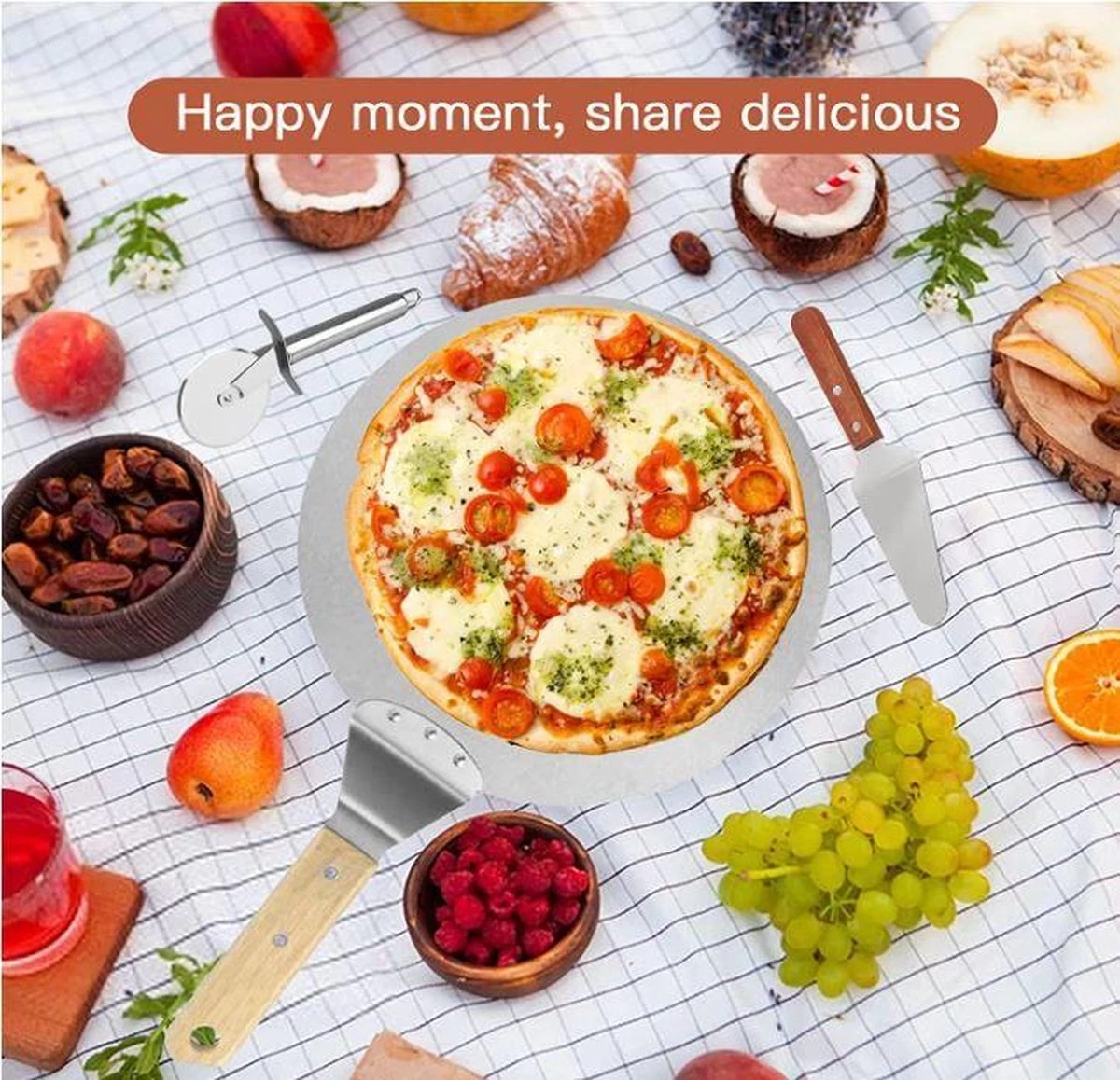 Pelle à Pizza - Planche à Pizza - Coupe-pizza - Ensemble 3 Pièces - Acier Inoxydable – Image 5