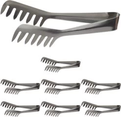 Relaxdays 8x Pinces De Service En Acier Inoxydable - Pinces à Spaghetti - Pinces à Salade - Pinces à Pâtes - Inoxydable