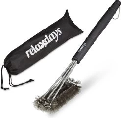 Relaxdays Brosse à Barbecue En Acier Inoxydable - Brosse Métallique Barbecue - Brosse De Nettoyage - Brosse Métallique