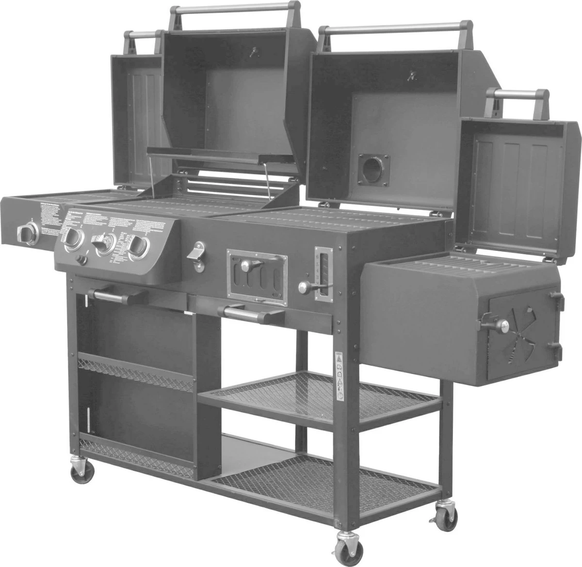 Barbecue Combiné El Fuego Arizona - Barbecue - Bbq - Zwart - Grille De Cuisson En Fonte Et Acier Chromé - 83 Kg - Dimensions Environ 203 X 127 X 60 Cm – Image 6