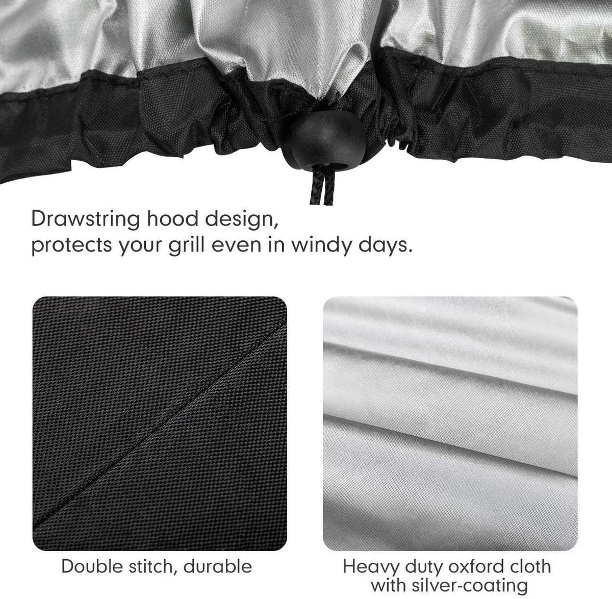 Housse De Grille Grille À Gaz Housse De Barbecue Housse De BBQ Étanche Housse De Protection Capot Grill Bâche Pour Weber Brinkmann Char Broil Holland Jenn Air (147x61x117cm) - Zwart – Image 2