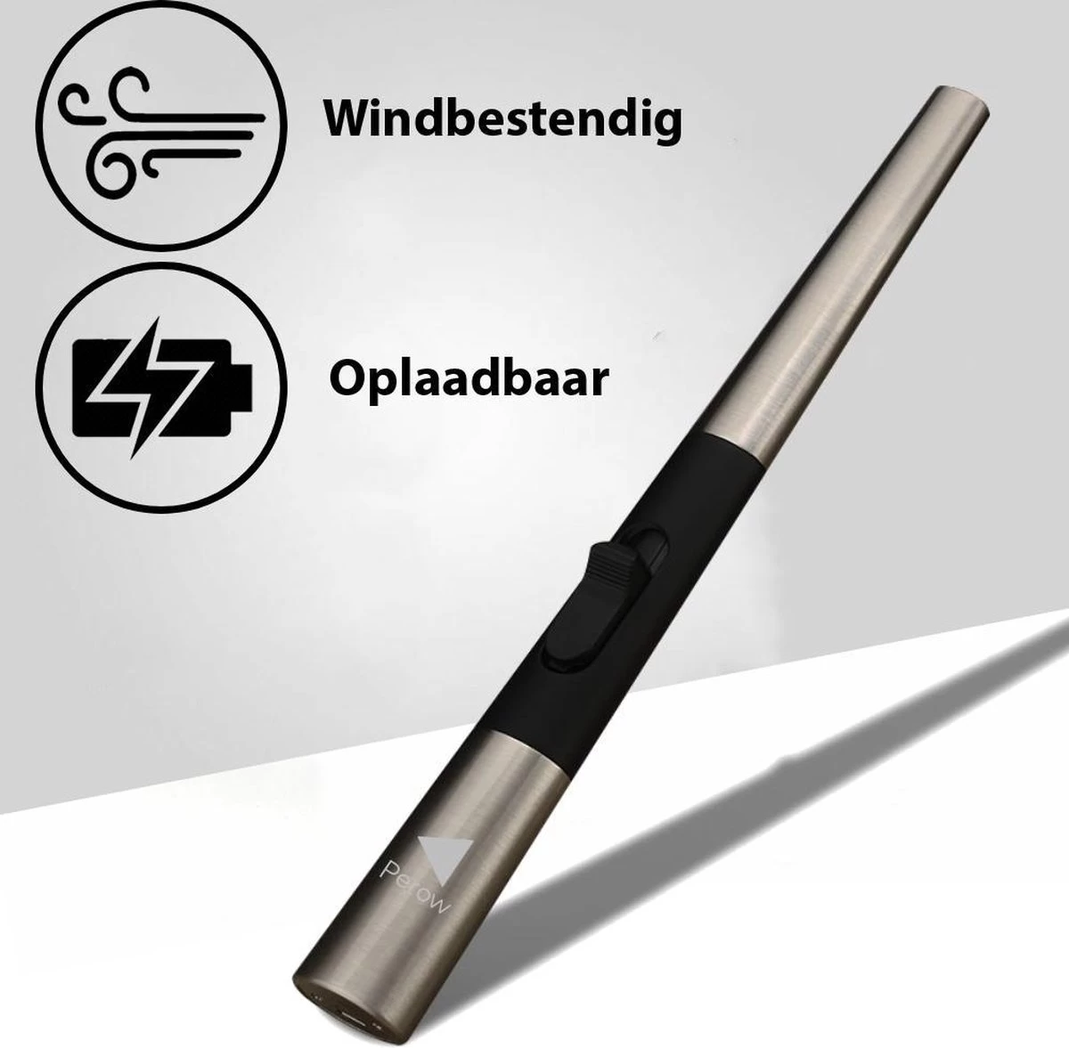 Briquet électrique Long Rechargeable - Briquet Plasma Durable - Briquet De Luxe - Comprend Un Emballage Cadeau - BBQ - Bougies - Grijs