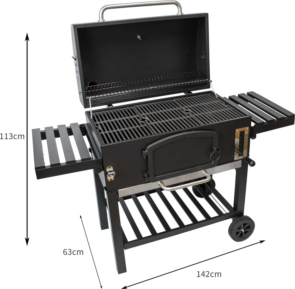 BBQ Grill XXL Fumoir Fumoir - Barbecue à Charbon De Bois De Jardin - Y Compris Housse De Pluie Brosse Métallique Espace De Rangement Pliable – Image 7