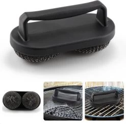 Cheqo® BBQ Brush - Brosse à Barbecue - Brosse De Nettoyage - Grattoir - Indispensable - Manche Groot - 2 Brosses Rondes - 19x10x8cm
