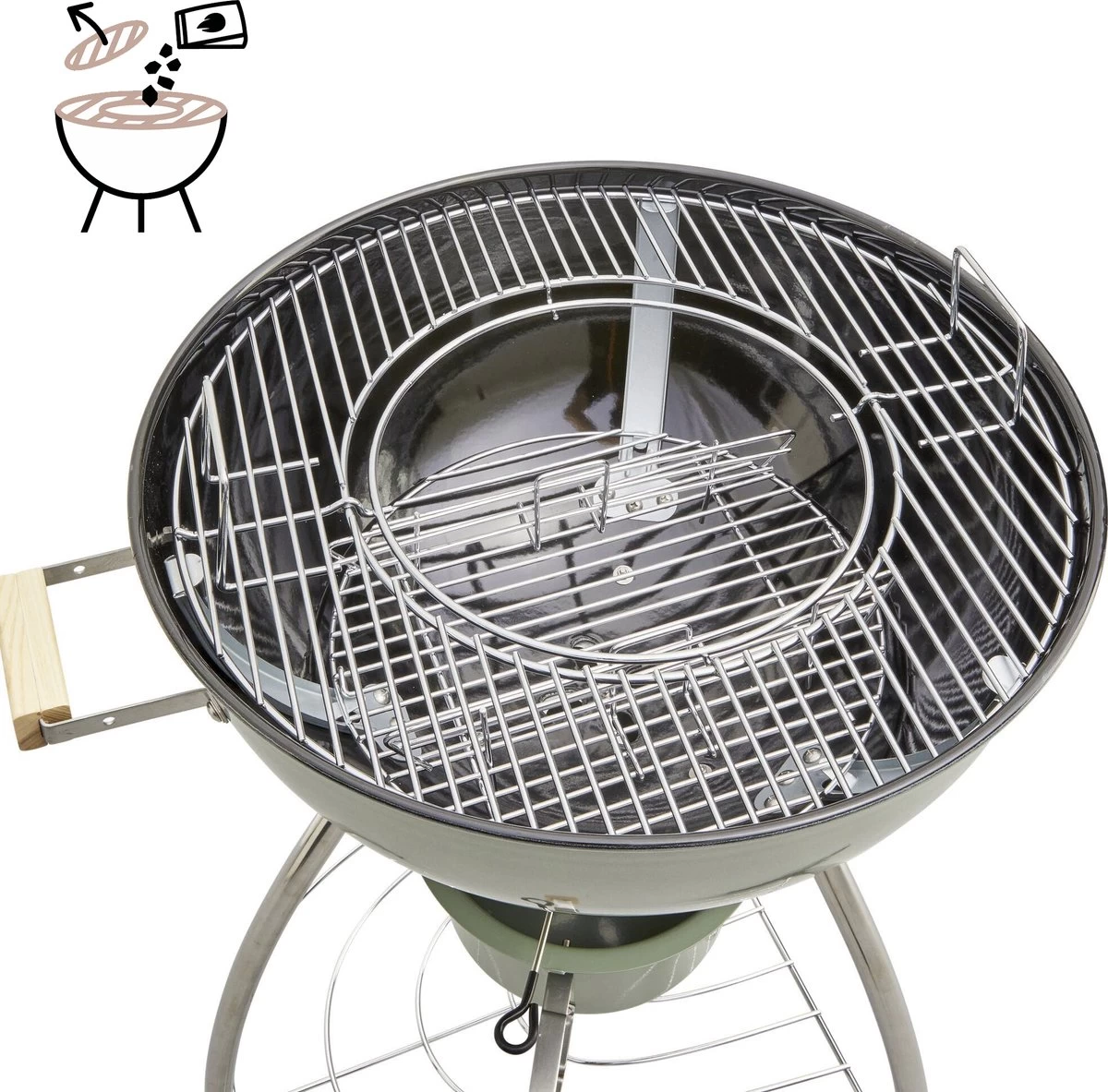 NATERIAL - Barbecue à Charbon PHOENIX BETA II - 8 Personnes - Ø 57 Cm - H. 108 Cm - Acier émaillé - Vert - Kogelbarbecue – Image 6