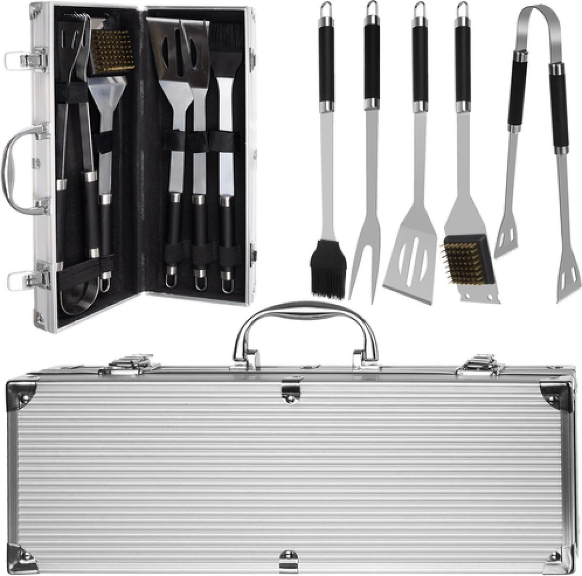 Kaminer - Set De Barbecue - Accessoires De Barbecue - Pinces à Barbecue - Outils De Barbecue - 5 Pièces Avec étui