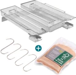 Générateur De Fumée Froide Pour Barbecue - Fumoir Inox En Forme De M - 190 X 225 X 45 Mm - Maille 2 Mm - Fumoir Barbecue Pour 5 à 20 Heures De Fumage - Plus: Crochet Jupe & Farine à Fumée