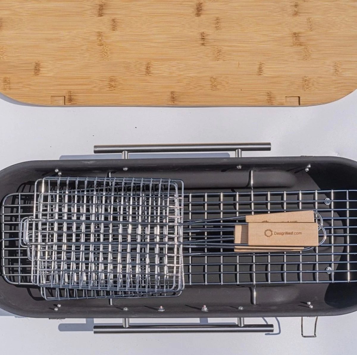 Barbecue Designnest Flip Grill BBQ Facile à Transporter Avec Grilles Rotatives Et Planche à Découper Intégrée – Image 3