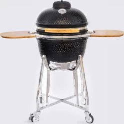 Kamado Medium Landmann Ø 45,7 Cm 18 Pouces Zwart - Avec Roulettes - Avec Thermomètre - Avec Grille De Ventilation - Barbecue Kamado - Barbecue En Céramique - Kamado Large