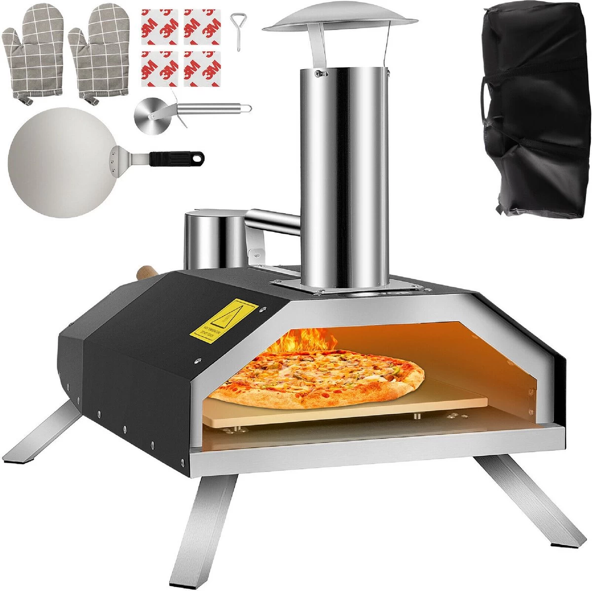 Four à Pizza Vevor® - Four à Pizza Professionnel - Cuisine D'extérieur - Pizza Gourmet - Barbecue - Acier Inoxydable - Jusqu'à 600°C - Avec Sac De Transport