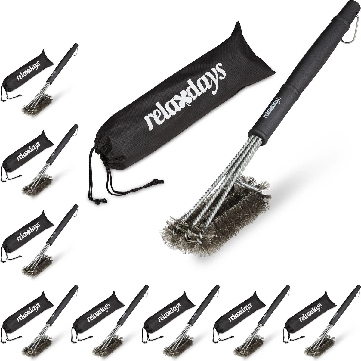 Relaxdays 9x Brosse De Barbecue En Acier Inoxydable - Brosse Métallique Brosse De Nettoyage De Barbecue Brosse Métallique