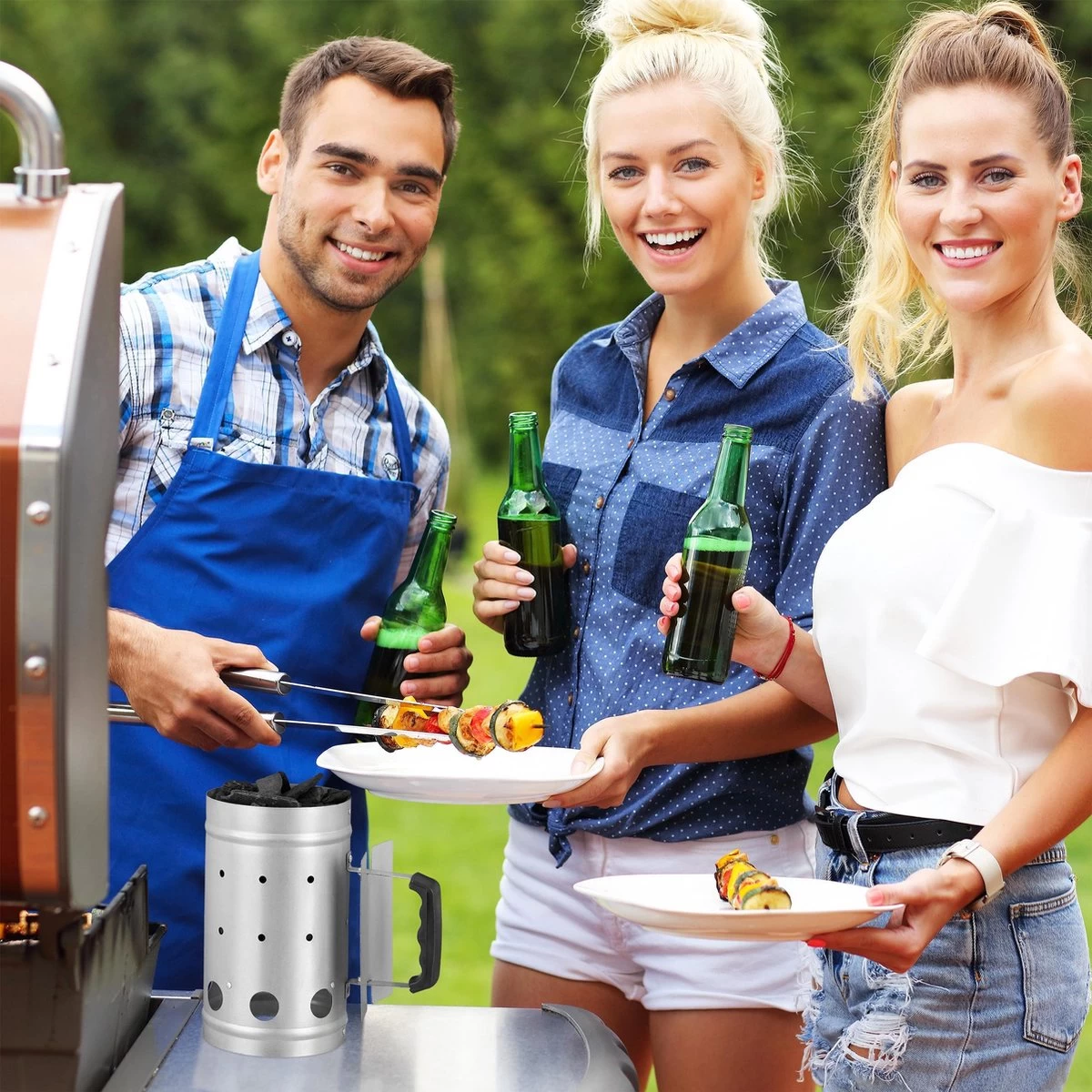 Relaxdays Briquette Starter - BBQ Starter - Charbon De Bois Starter - Barbecue Starter - Silver – Image 3