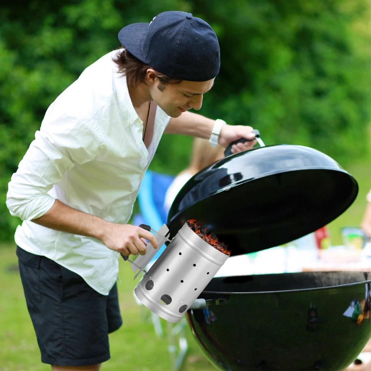 Relaxdays Briquette Starter - BBQ Starter - Charbon De Bois Starter - Barbecue Starter - Silver – Image 5