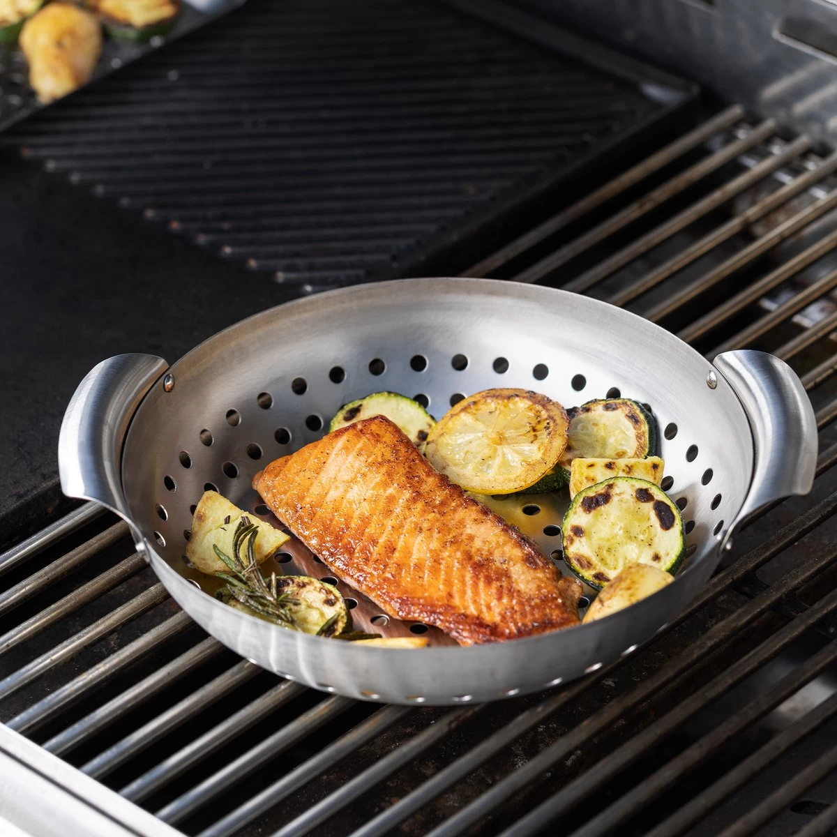 Grille Et Plateau De BBQ Navaris - Grille De Barbecue Pour Viande, Poisson Et LĂ©gumes - Convient Au Four Et Au Barbecue - Grille De Gril Ronde â Image 5