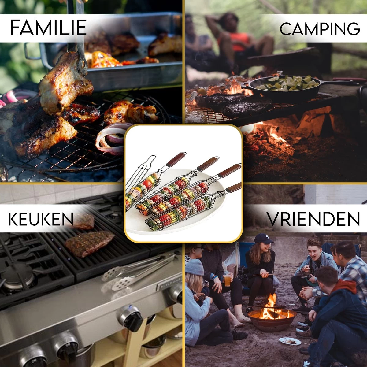 PROKING BBQ Grill Rack Clamp Basket - Accessoires Barbecue - Viande - Poisson - Vega - Set De 2 Pièces – Image 5