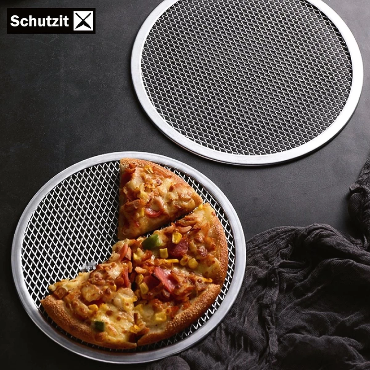 Schutzit - 2 Pièces Assiette à Pizza - 25,5 Cm - Plaque De Cuisson à Pizza - Plaque De Fond En Maille - Forme De Pizza - Plaque à Pizza BBQ – Image 4