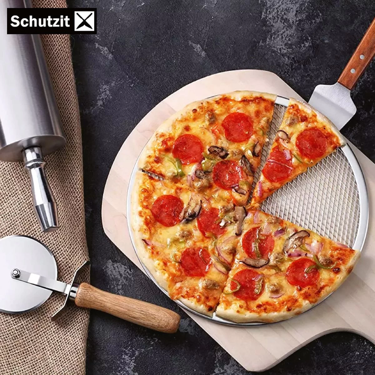 Schutzit - 2 Pièces Assiette à Pizza - 25,5 Cm - Plaque De Cuisson à Pizza - Plaque De Fond En Maille - Forme De Pizza - Plaque à Pizza BBQ – Image 7