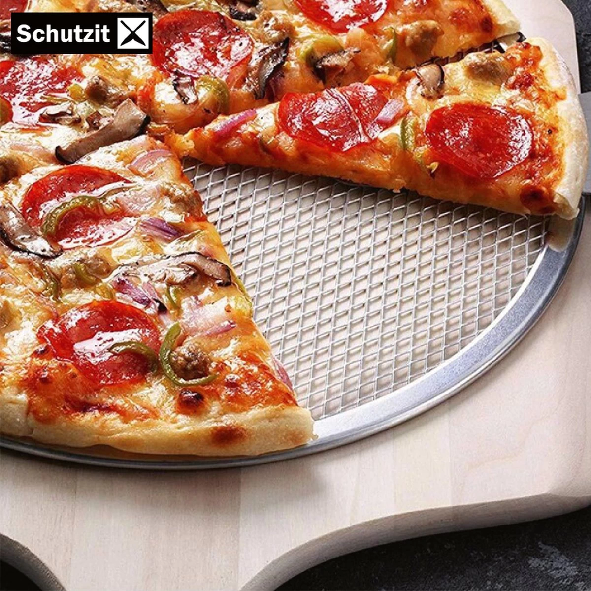 Schutzit - 2 Pièces Assiette à Pizza - 25,5 Cm - Plaque De Cuisson à Pizza - Plaque De Fond En Maille - Forme De Pizza - Plaque à Pizza BBQ – Image 8