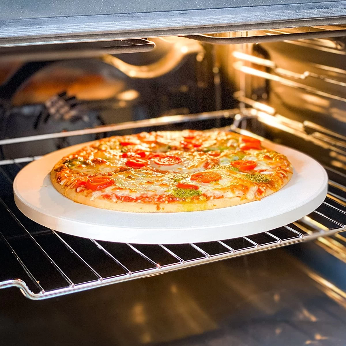 Pierre à Pizza Ronde Pour Four Et Grill - Pour Une Base Croustillante - Fabriquée En Cordiérite Jusqu'à 900 °C - Résistante à La Chaleur – Image 2