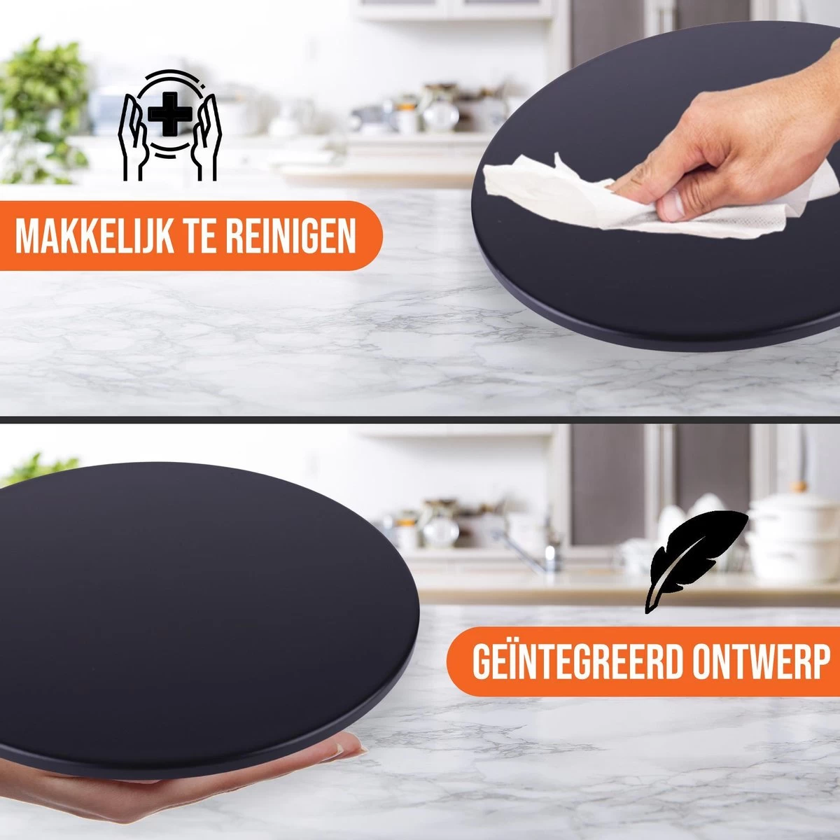 LifeGreens Pierre à Pizza + Pelle à Pizza + Rouleau à Pizza Avec Pelle à Gâteau Pierre à Pizza BBQ - Four à Pierre à Pizza - Pierre à Pizza Ronde - Assiette à Pizza -Pizzaspipe- Écologique - Céramique - 600 ° C - Ø 33 - Zwart – Image 6