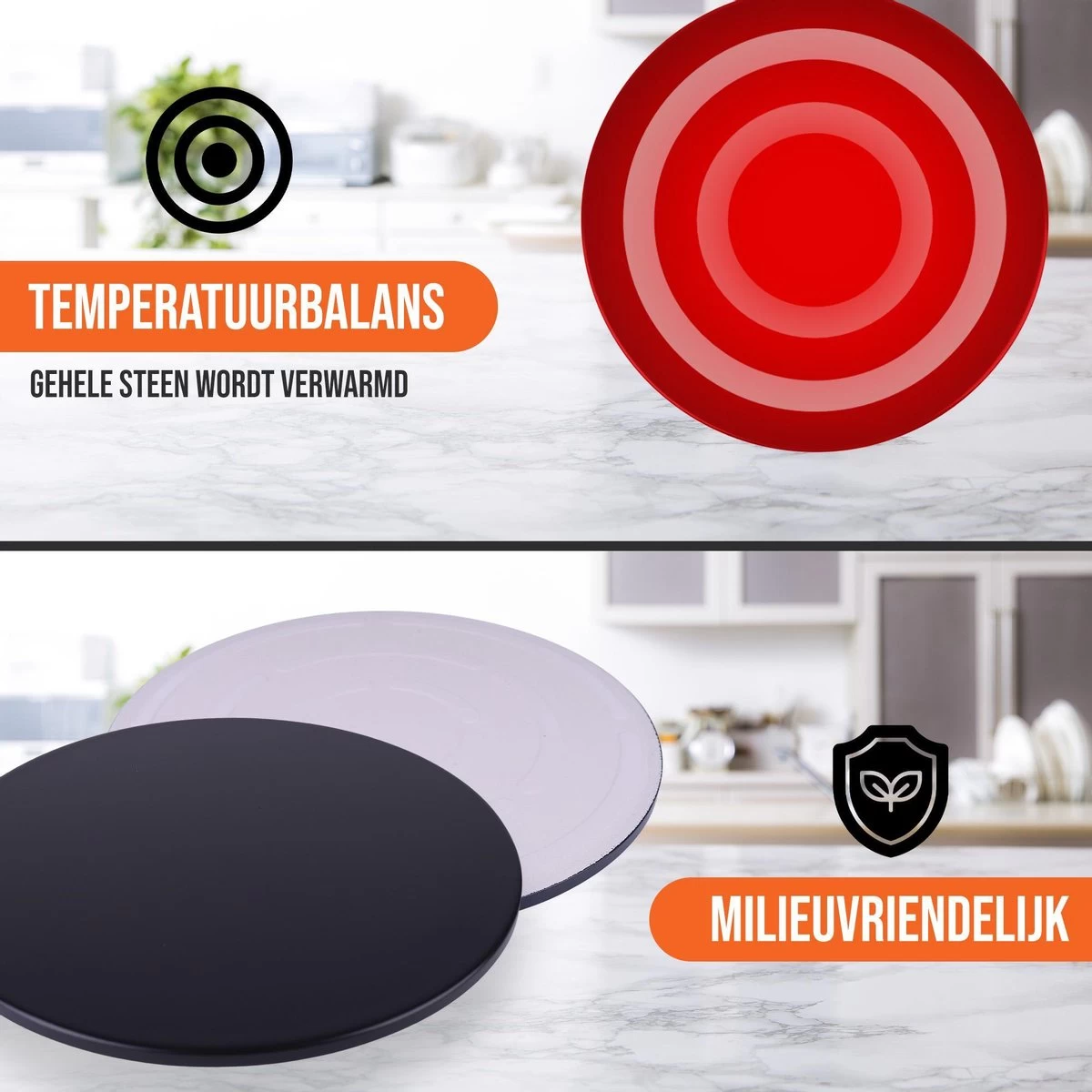 LifeGreens Pierre à Pizza + Pelle à Pizza + Rouleau à Pizza Avec Pelle à Gâteau Pierre à Pizza BBQ - Four à Pierre à Pizza - Pierre à Pizza Ronde - Assiette à Pizza -Pizzaspipe- Écologique - Céramique - 600 ° C - Ø 33 - Zwart – Image 7