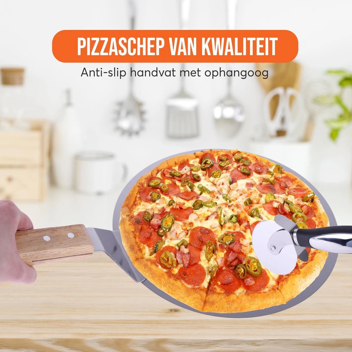 LifeGreens Pierre à Pizza + Pelle à Pizza + Rouleau à Pizza Avec Pelle à Gâteau Pierre à Pizza BBQ - Four à Pierre à Pizza - Pierre à Pizza Ronde - Assiette à Pizza -Pizzaspipe- Écologique - Céramique - 600 ° C - Ø 33 - Zwart – Image 9