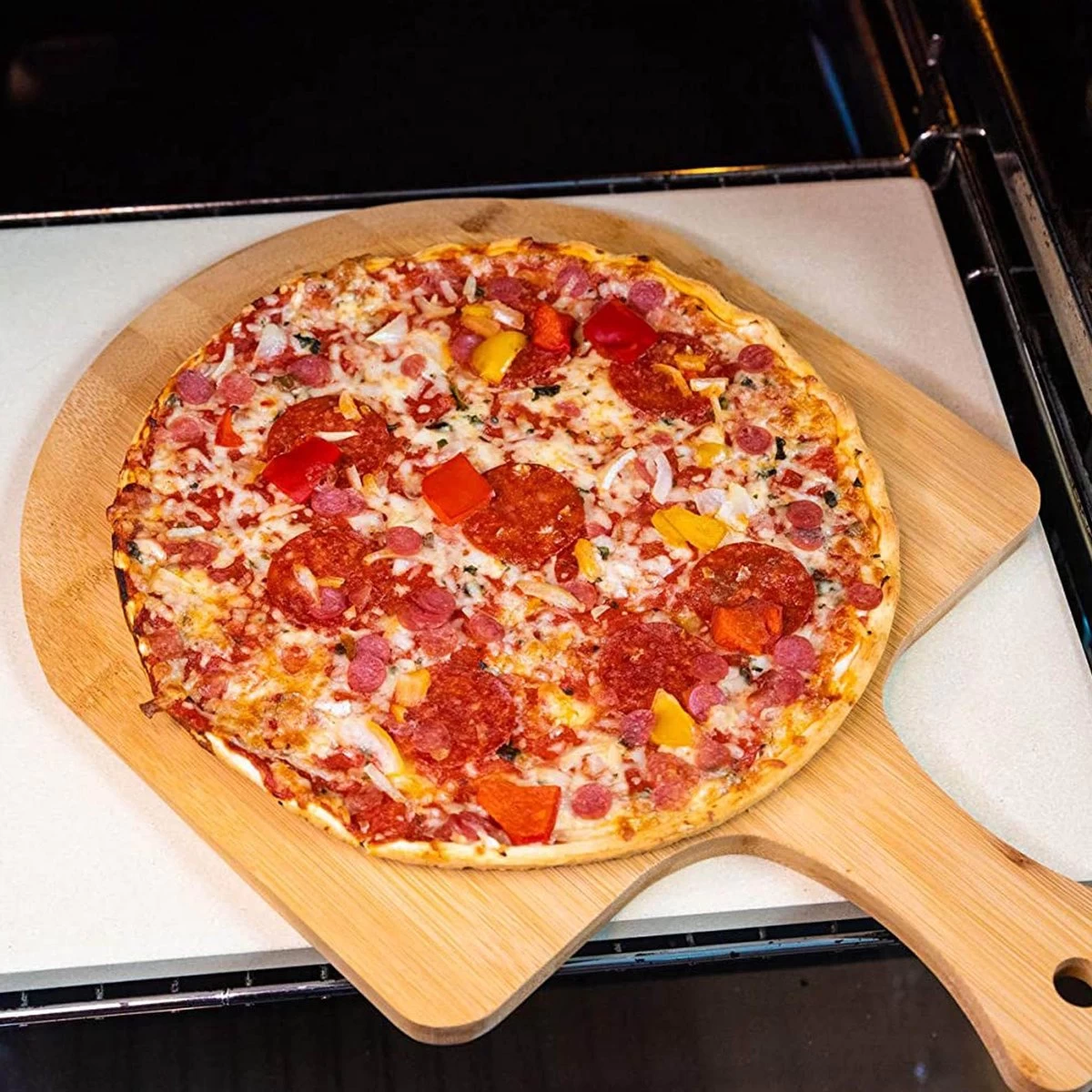 Pierre à Pizza Buxibo - Pour BBQ Et Four - Planche De Service Incluse - Planche à Pizza / étagère à Pizza - 30,5 X 38,1 X 11 Cm – Image 13