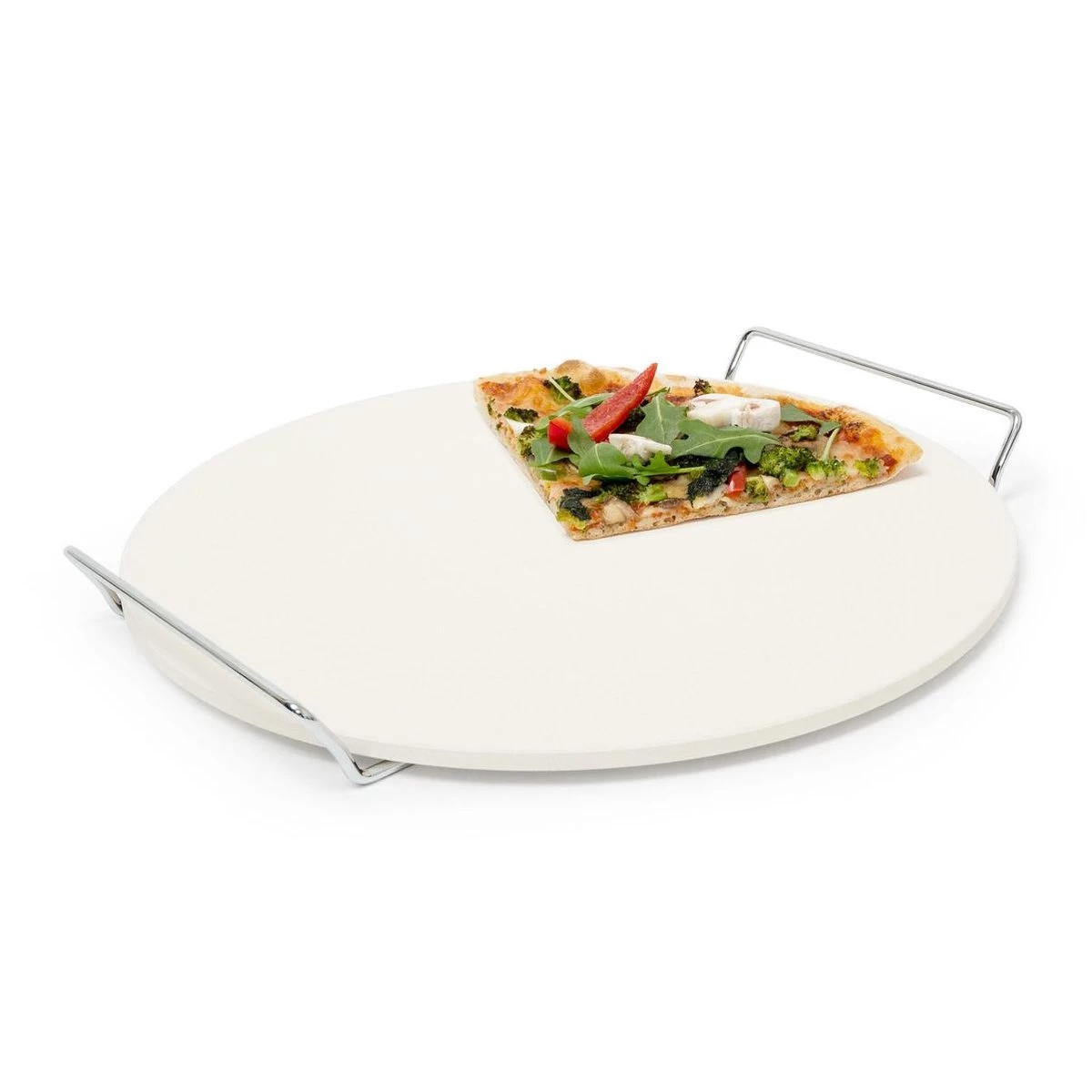 Pierre à Pizza Avec Support En Métal - Brique à Pizza - Pierre à Pizza - Assiette à Pizza - Cordiérite Ø 33 Cm – Image 6