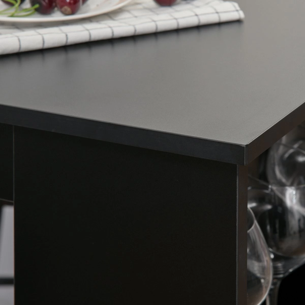 HOMCOM Table De Bar, Bureau, Table De Cuisine Avec 3 étagères, Aggloméré Noir 835-390 – Image 14