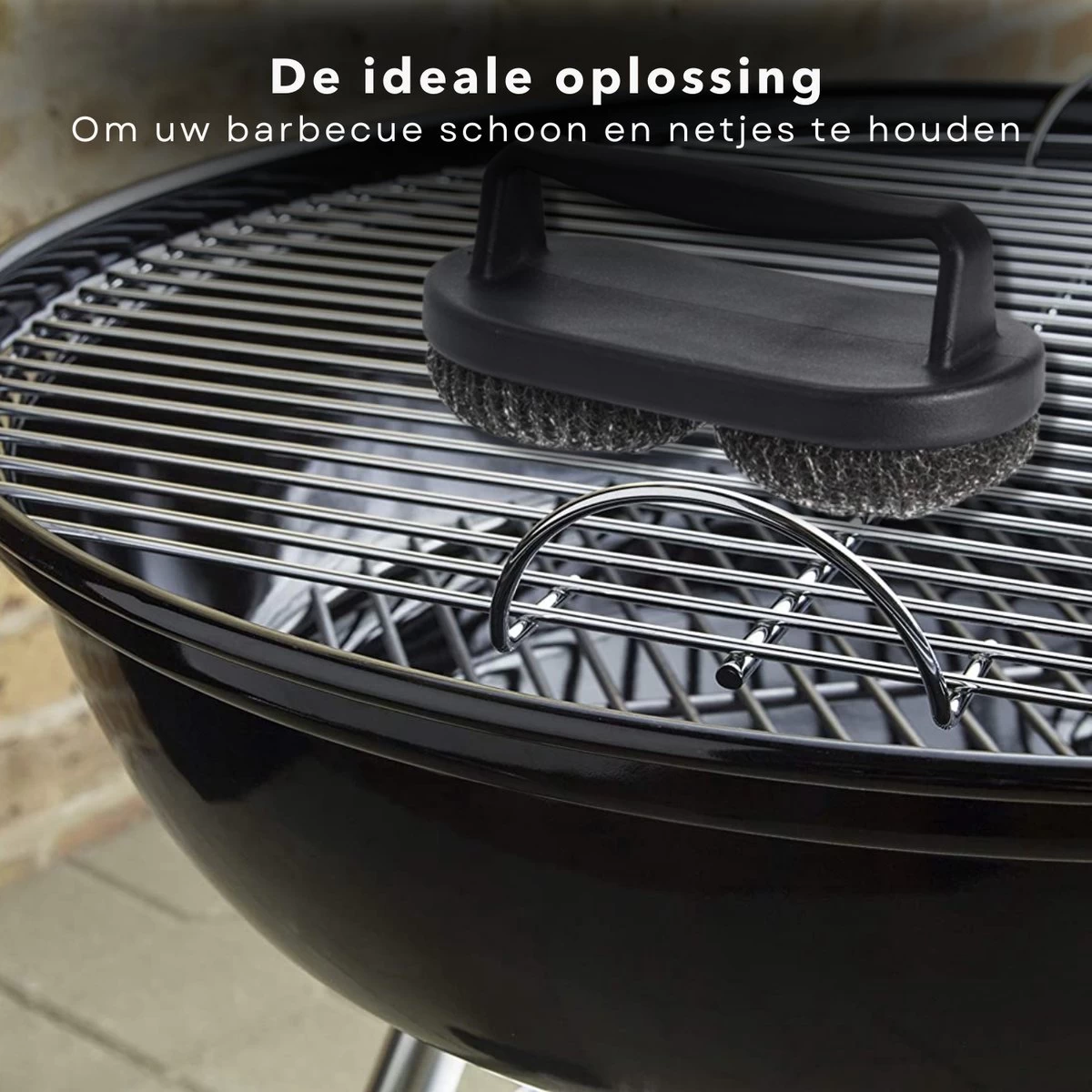 Cheqo® BBQ Brush - Brosse à Barbecue - Brosse De Nettoyage - Grattoir - Indispensable - Manche Groot - 2 Brosses Rondes - 19x10x8cm – Image 5