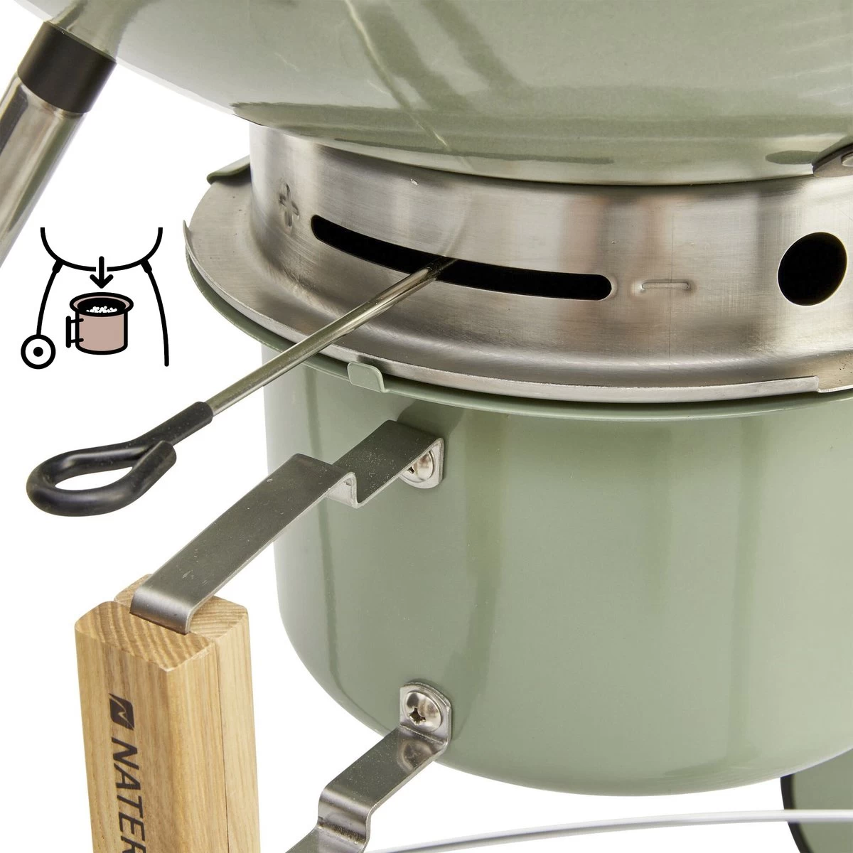 NATERIAL - Barbecue à Charbon PHOENIX BETA II - 8 Personnes - Ø 57 Cm - H. 108 Cm - Acier émaillé - Vert - Kogelbarbecue – Image 5